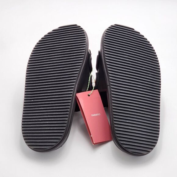 Farm Rio Monstera Leaf Anatomic Slide Sandals Black Size 7 NWT - Picture 7 of 9